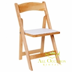 Wood Natural Folding Chair with Padded Seat