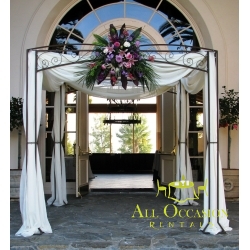 Iron Chuppah with draping and flower