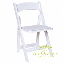Wood White Folding Chair with Padded Seat