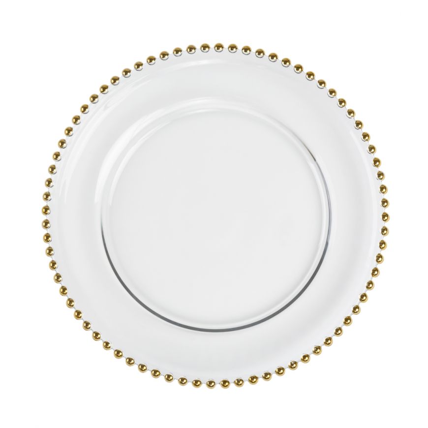 Gold Beaded Glass Charger Plate