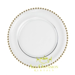 Gold Beaded Glass Charger Plate