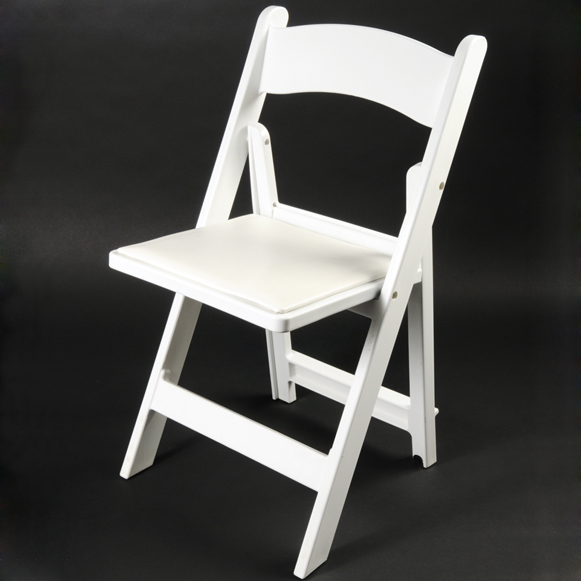 Resin White Folding Chair with Padded Seat