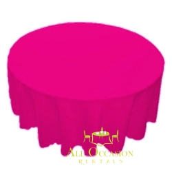90 inch Round Polyester Tablecloth Fuchsia