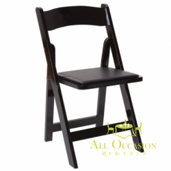 Wood Black Folding Chair with Padded Seat