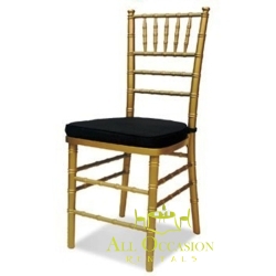 Silla Chiavari Oro con cojÃ­n negro