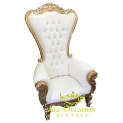 THRONE CHAIR - QUEEN CHAIR GOLD/WHITE